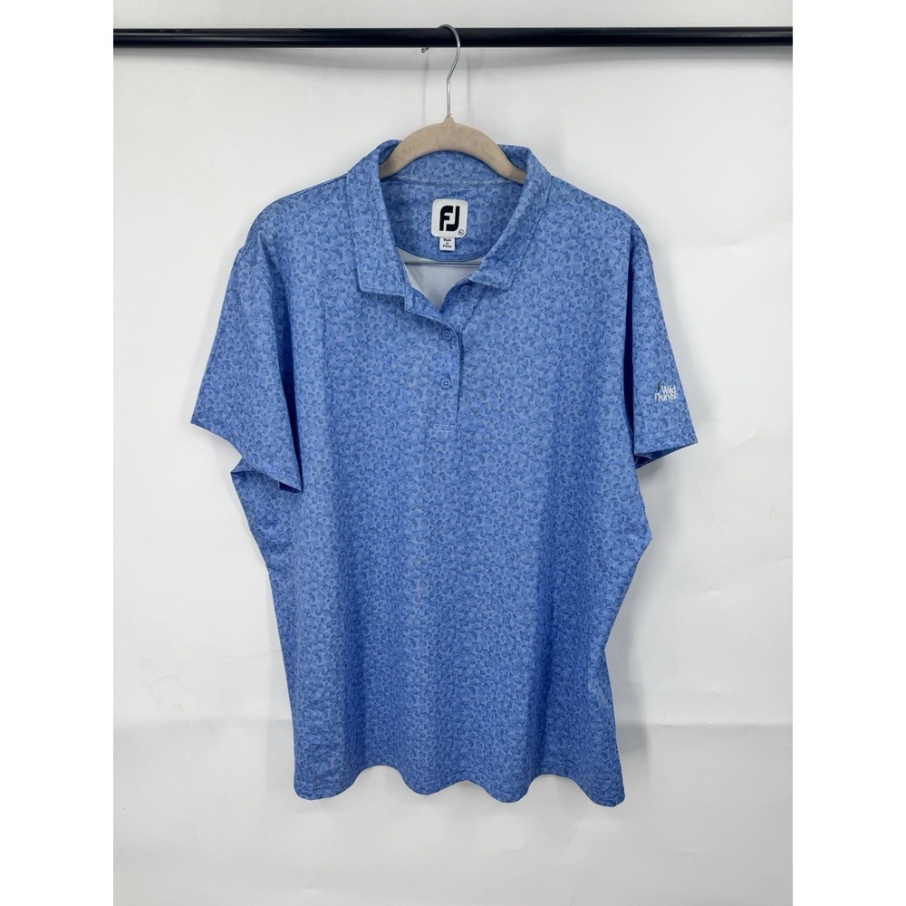 Footjoy Golf Polo Shirt Wild Dunes Sz XL Blue Preppy Pickleball Tennis Athletic